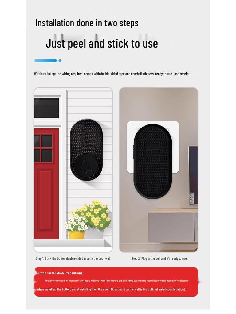 Smart Long-Range Wireless Doorbell with One-Button Call for Elderly & Patients