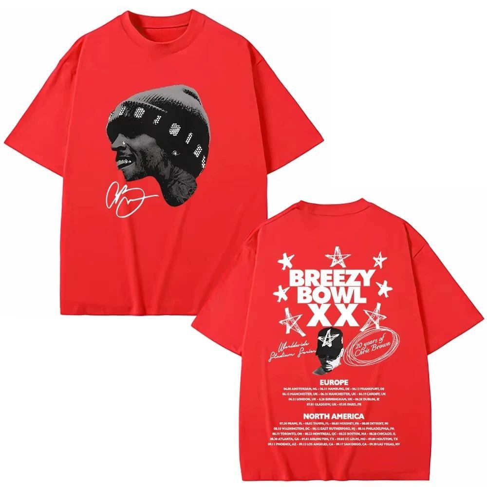 Unisex Damen Sommer Baumwoll T-Shirts Oberteile Chris Brown Breezy Bowl XX 2026 Tour T-Shirt Mode Hip Hop Vintage Kurzarm T-Shirt