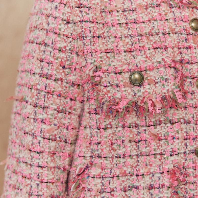 MAXZA Color Mix Fringe Out Pocket Crop Tweed Jacket Zc11qj008on