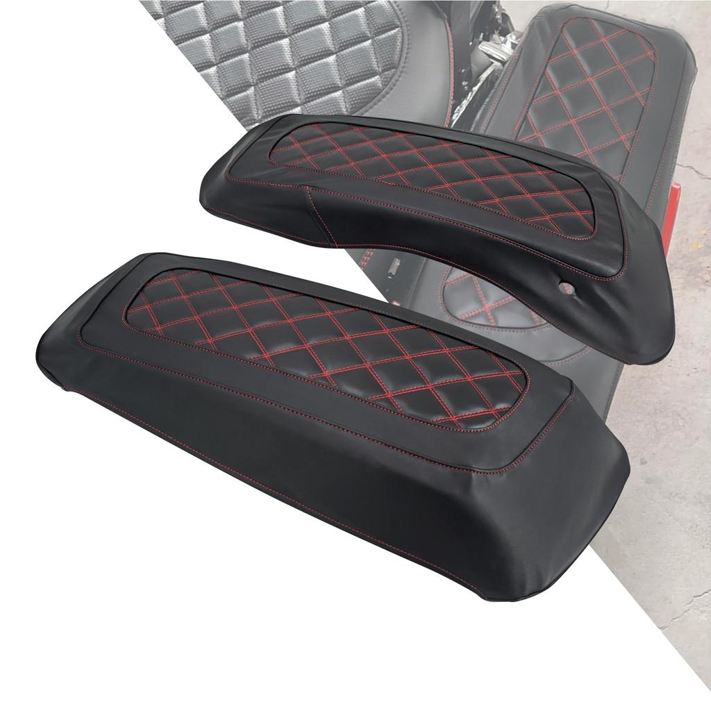 HDBUBALUS Motorcycle Side Case Saddlebag Pannier Case Waterproof Saddlebag Covers for Harley Road Street Road and Electra Glide with Red Stitching