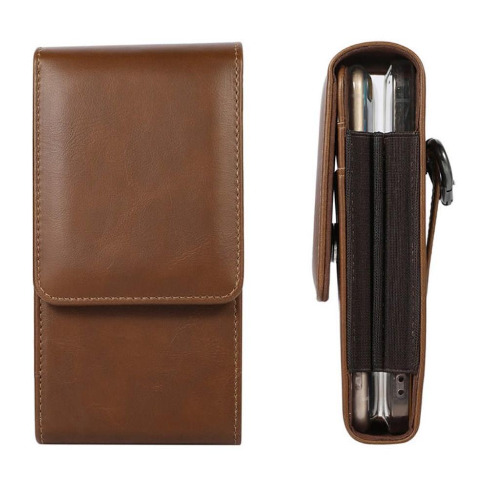 Solid Color Cell Phone Belt Pouch Flip Case Leather Belt Clip Dual Pouch Mobile Phone