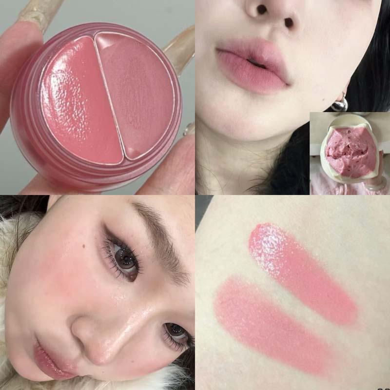 HERORANGE Peach Gauze Lip & Cheek Cream: Korean-Style Watery Matte Lip Mud & Two-Color Blush