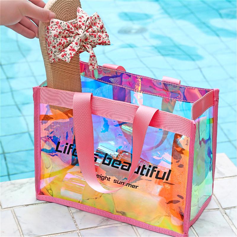 Transparente PVC Strandtasche Wasserdicht Große Kapazität Schwimmtasche Sommer Reise Aufbewahrung Handtasche für Damen