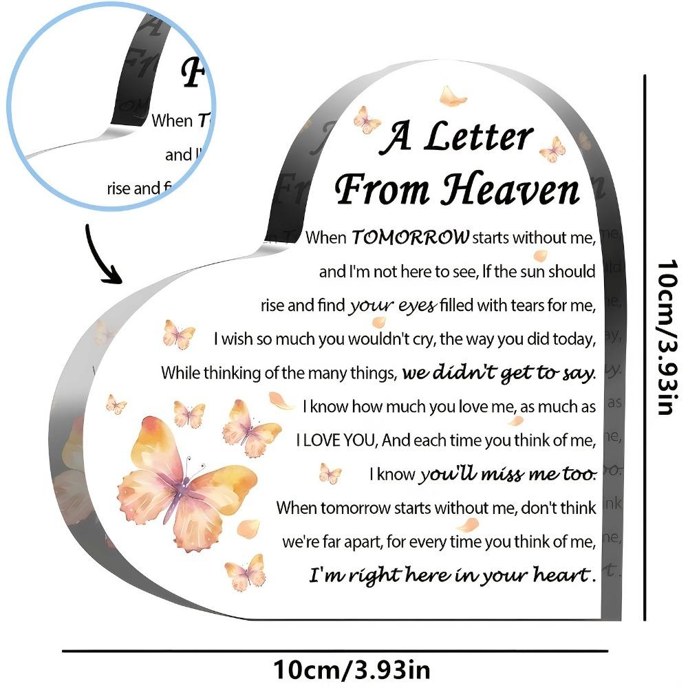 Dárek kondolence, dekorace s motýlem - Dopis z nebe: Pamětní dárek pro ztrátu matky, otce, manžela nebo syna, na památku a pro...
