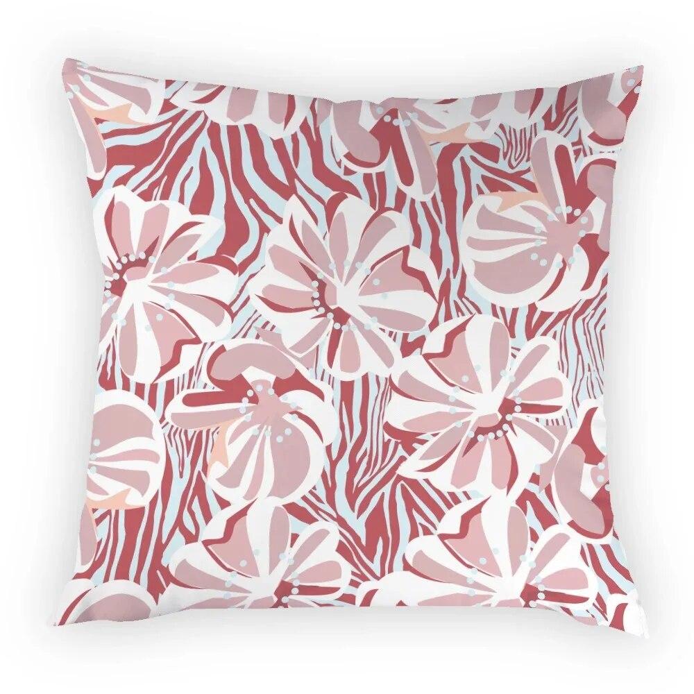 Pillow Case Pillow Flower Daisy Peach Blossom Square Color Sitting Sofa Cushion Cover