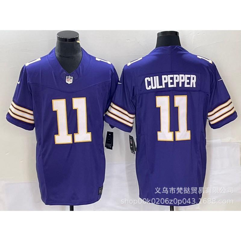 Mens NFL Minnesota Vikings 18 Jefferson 9 McCarthy White Purple Embroidered Football Jersey Sportswear