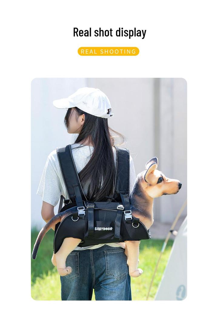 BABYDOBO Double Shoulder Crossbody Backpack for Medium & Small Dogs - Portable Cycling Pet Carrier