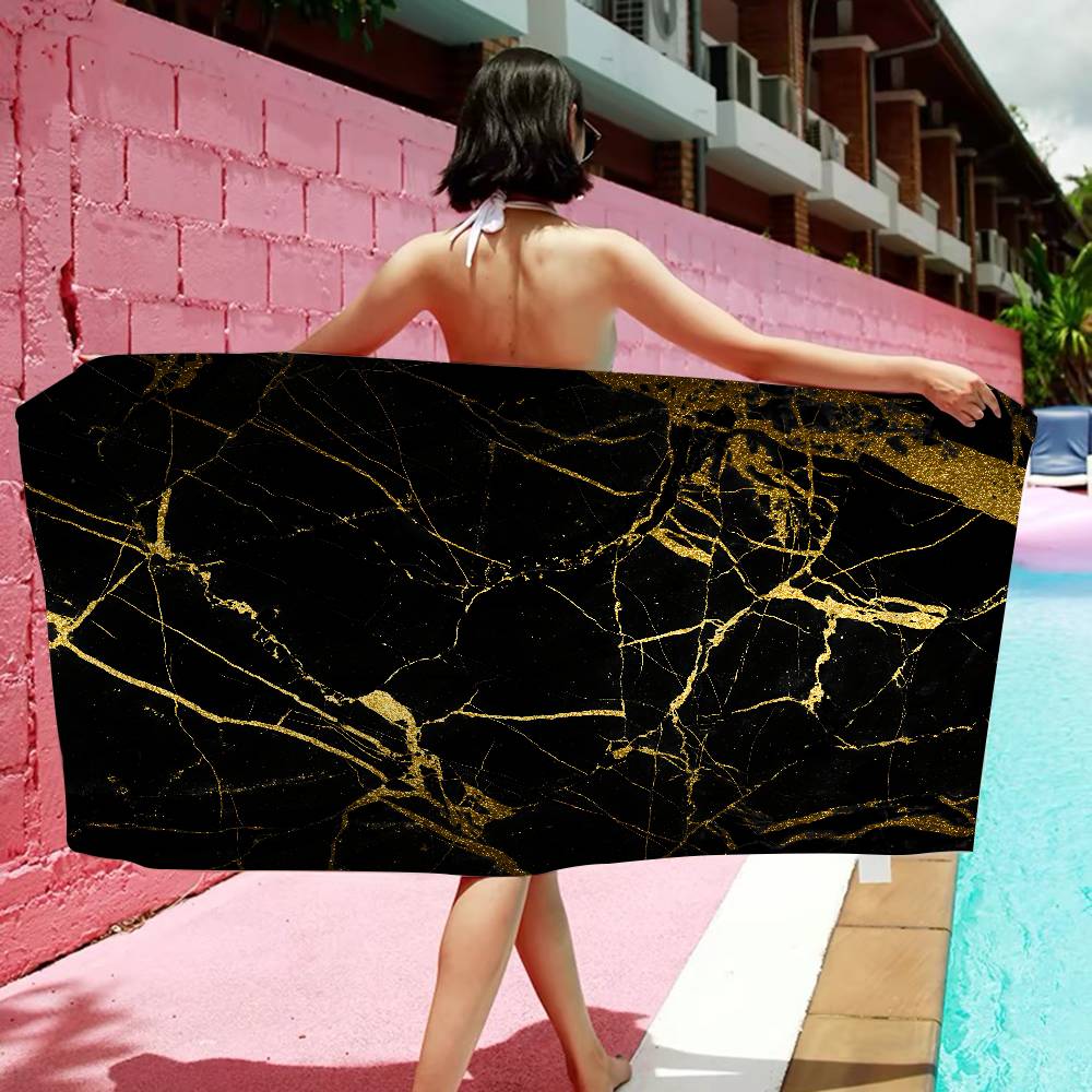 

Fashion Marble Microfiber Printed Beach Towel Mountain Climbing Yoga Beach Swimming Running Absorbent Soft Towel W30*H60(CM)