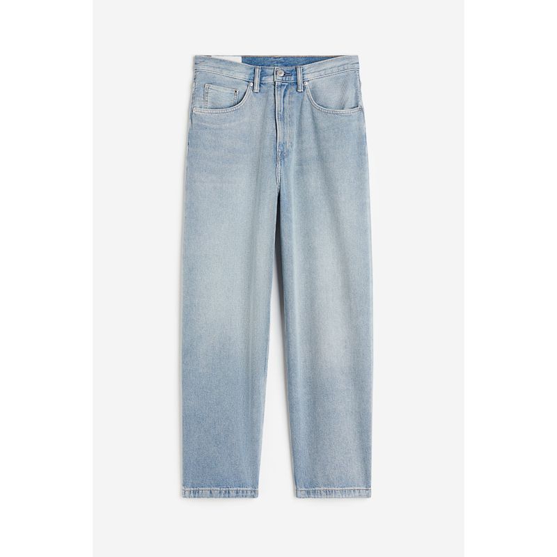 

HM Men s Clothing Denim Autumn Mid-High Waist Loose Straight Pants Retro Fashion Casual Trousers 1130309 Light cowboy Blue 170/96A