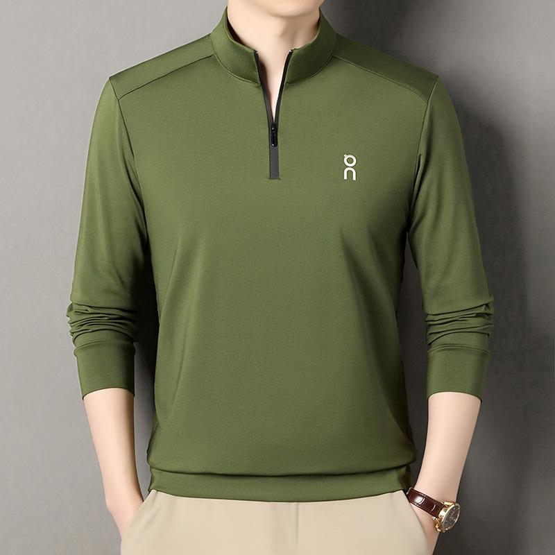 T-Shirt Half Zipper Stand-Up Collar Men'S Business Casual Long-Sleeved Premium Polo Shirt