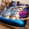 Astronaut Cat Pattern Bed Hat Three-Piece Digital Printing Bedding Bed Hat Three-Piece Set Children Adult