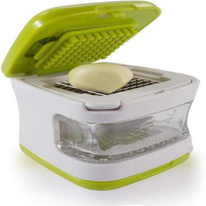 Garlic Grinder Aid Press Box, ABS Plastic Stainless Steel Garlic Chopper Crusher Garlic Mincer Ginger Presser