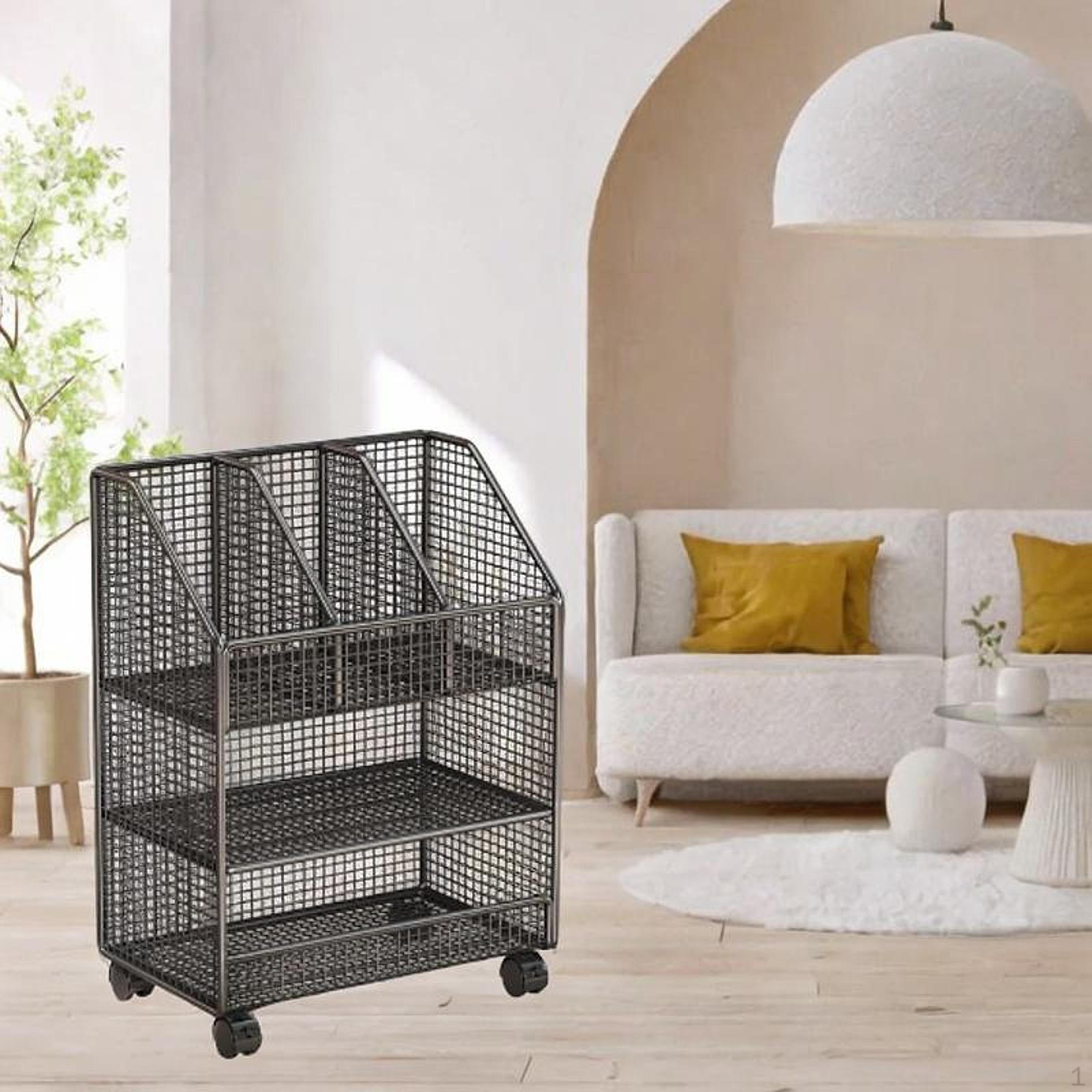 Органайзер для книг Передвижная книжная полка Поворотные ролики Износостойкая Гостиная Экономия места Железные журналы Three Layer 4428₽