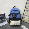 Blocked Color Fashion Letter Print Student Leisure Backpack With Coin Purse
