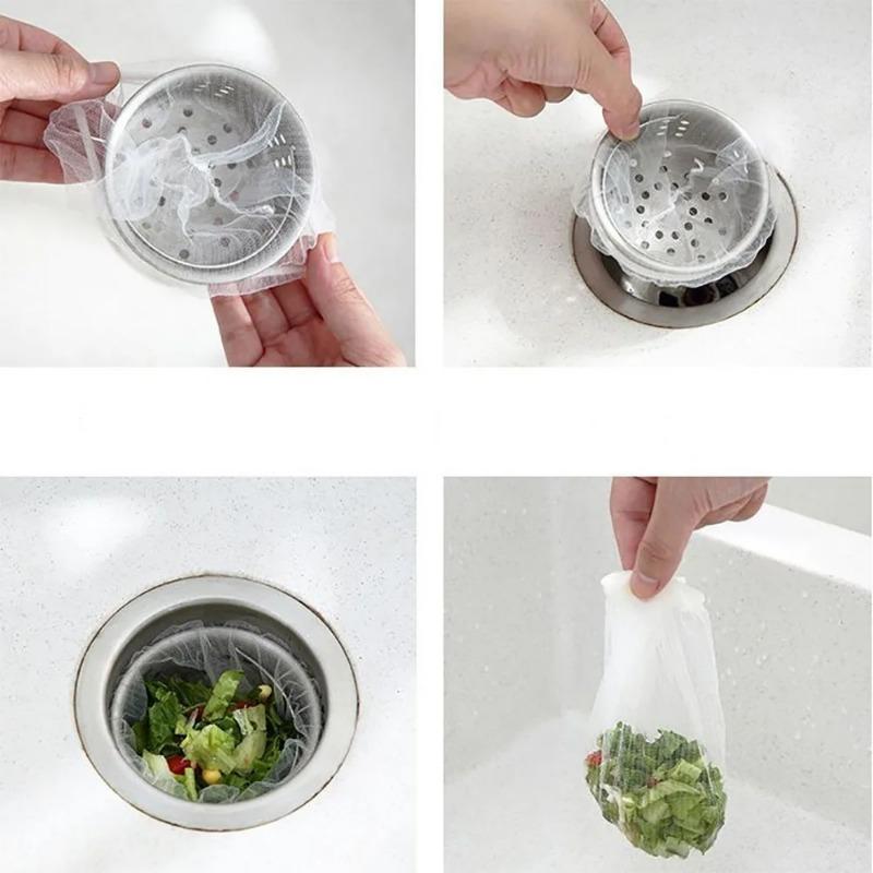 100-500 ks/lot Jednorázový filtr do dřezového odpadu Kuchyňské čištění dřezu Sítko Bez špinavých rukou Domácí Sítko na zbytky jídla