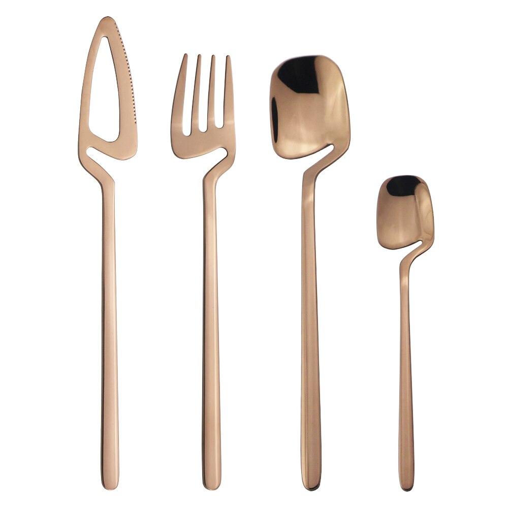 4Pcs/Set Black Dinnerware Flatware Knife Fork Spoons Cutlery Set 18/10 Stainless Steel Dinner Tableware Bar Party Silverware Set