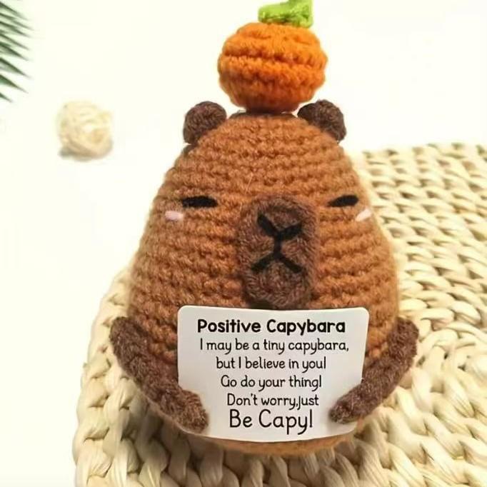 Funny Crochet Positive Inspirational Emotional Support Cat Doll Home Room Decoration Handmade Knitted Cat Desktop Ornament Gift