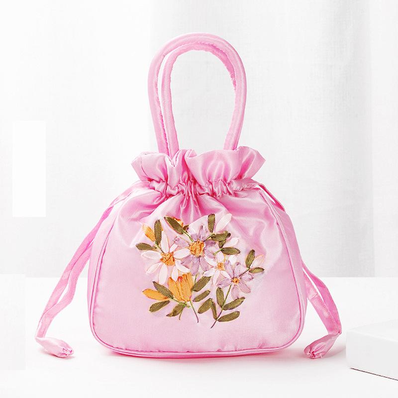 Handbag Women's Bag Ethnic Wind Bag Handmade Embroidered Mommy Bag New Women's Shopping Bucket Drawer Mobile Phone Bag