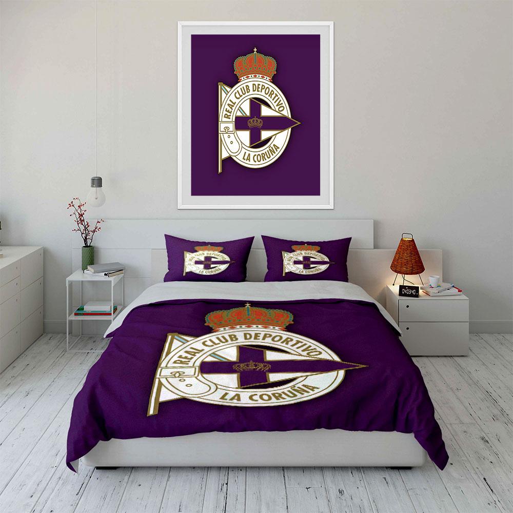 Purple Deportivo La Coruña Set Bedding Duvet Cover Set Duvet Cover Pillowcases  (1 * Duvet Cover 2 * Pillowcases, without duvet insert)