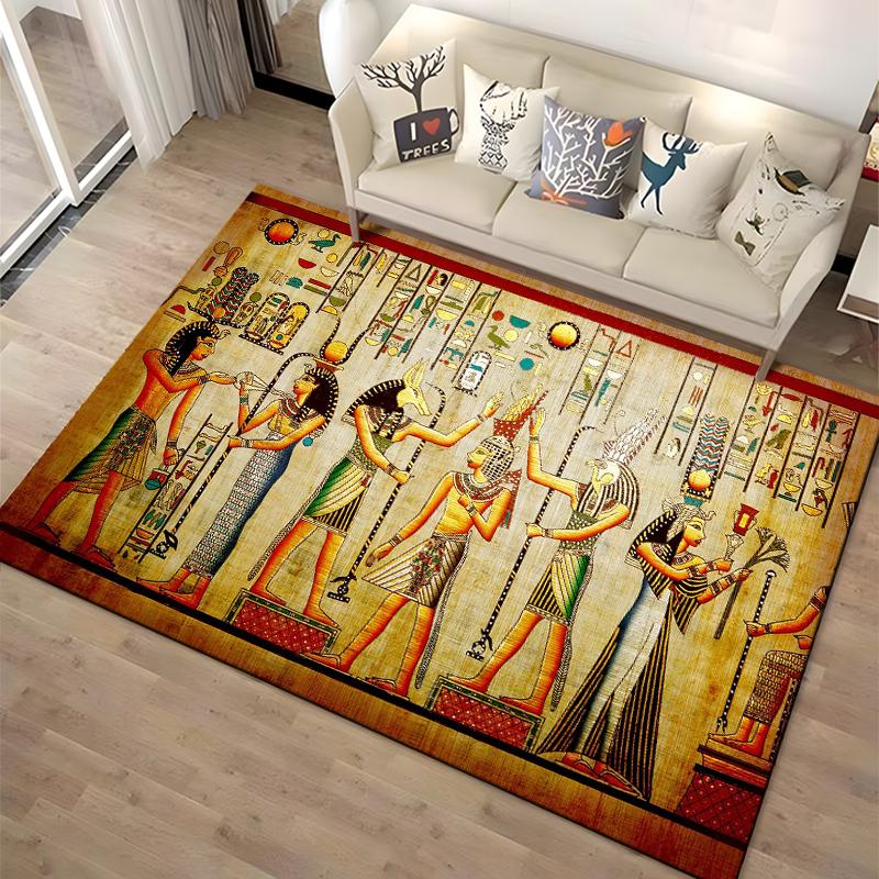 Retro Ancient Egypt Pattern Rug Carpet For Living Room Non Slip Parlour Sofa Large Area Rug Bedroom Kid Play Room Floor Mat Gift
