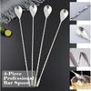 4-Piece Stainless Steel Bar Spoon, 12-inch Spiral Handle Cocktail Mixing Spoon for Bartenders & Home Bars, Long Drink Stirrer for Coffee, Milkshake,