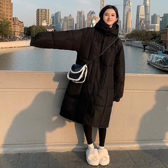 Autumn and Winter Down Cotton Jacket, Long Over The Knee Loose Cotton Jacket, Women's Casual Thick Cotton Jacket
