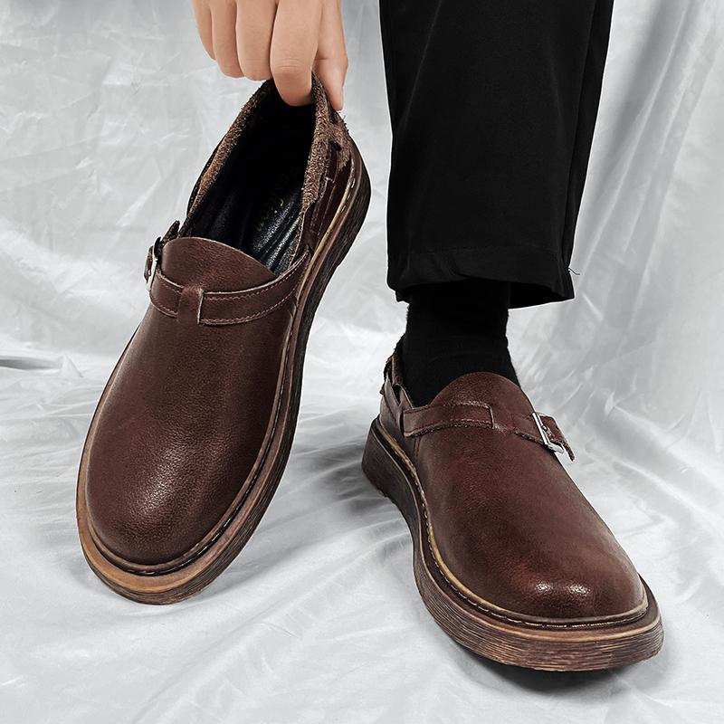 British Retro Style Men'S Loafers Thick Soled Comfortable Walking Casual Shoes Men'S Business Dress Shoes For Interviews