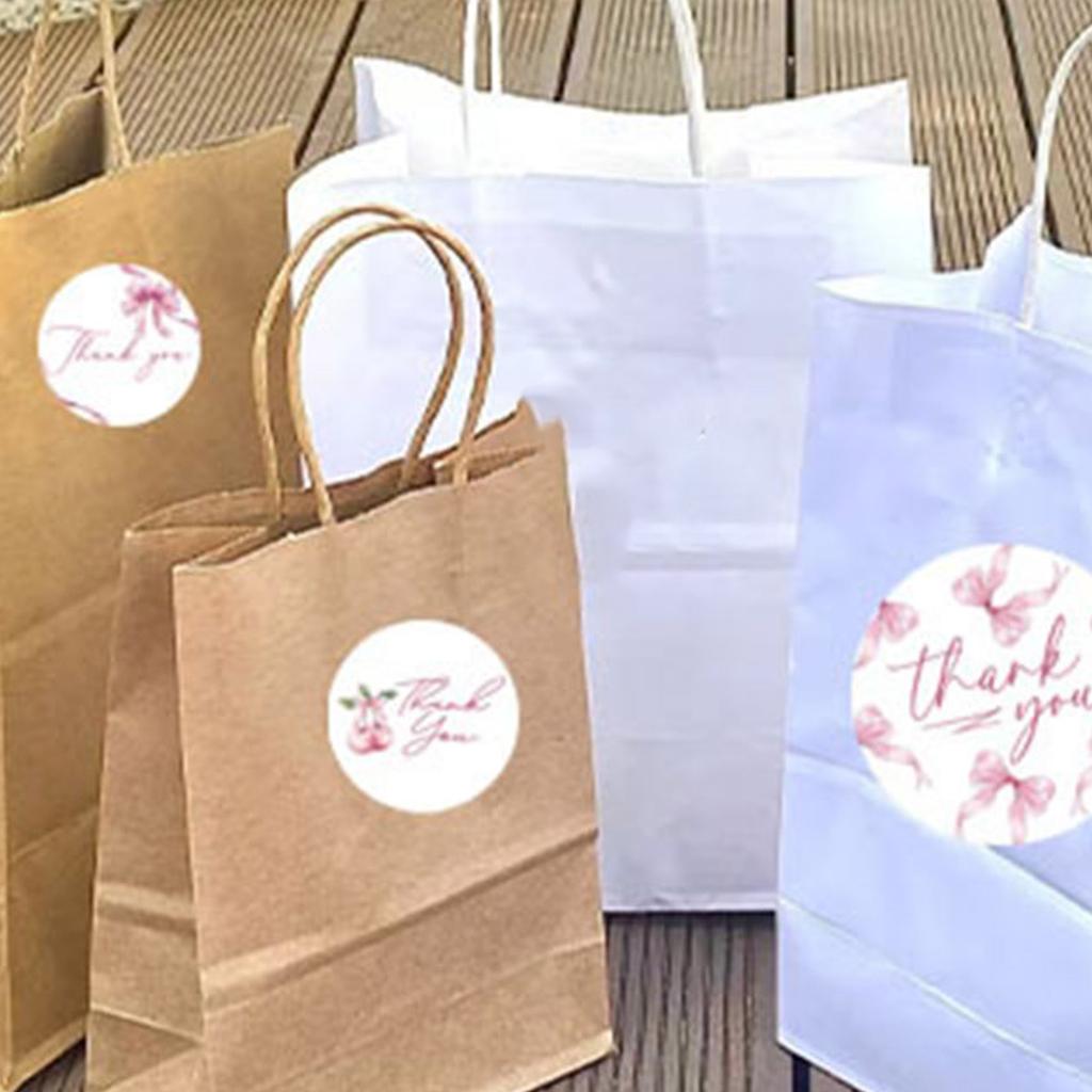 Thank You Sticker Lovely Bows Sticker Decorative Labels Thank You Labels Gift Sealing Sticker Round Sticker for Party