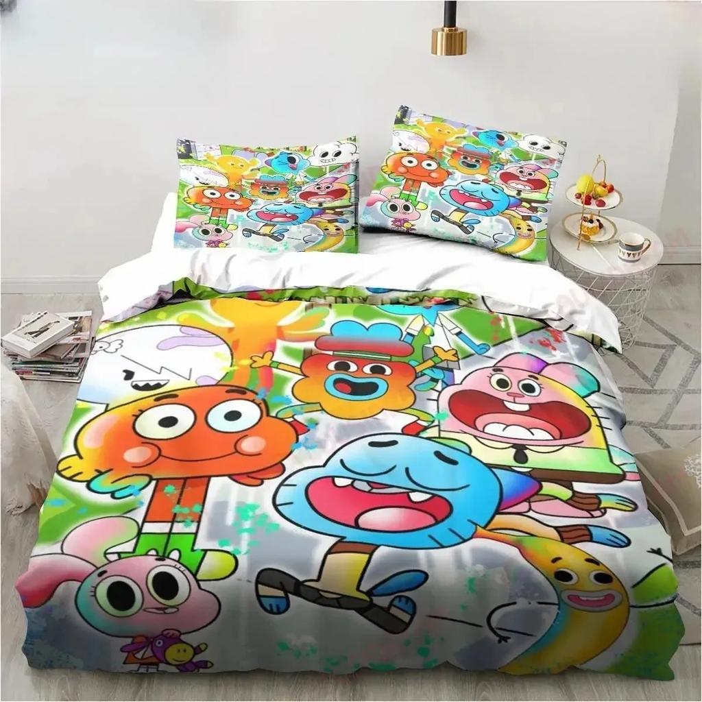 New Carton The Amazing World Gumbal Beding Set Bedrom Soft Modern Bedspreads Comefortable Soft Duvet Cover Comfortable Quilt Cover Pilowcase