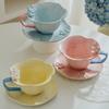 Embossed Petals Ceramic Coffee Cup Saucer Home Breakfast Bread Milk Cup Modern Afternoon Tea Exquisite Tea Cup Office Mug Home