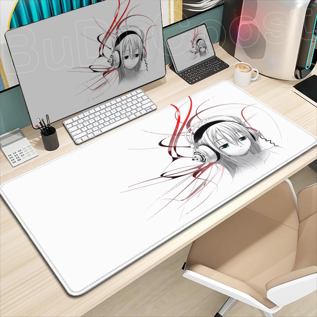 Anime Super Sonico Large Extended Gaming Mouse Pad PC Office Accessories Kawaii Girl HD Printing Computer Keyboard Mat 900x400mm