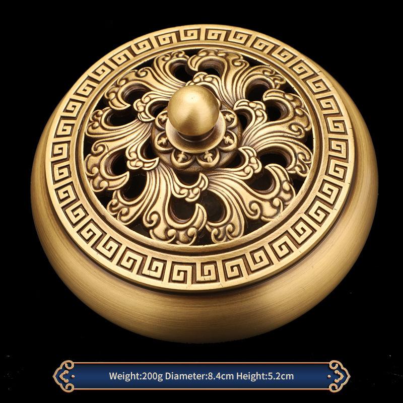 

Резная медная курильница из чистой латуни, винтажный металлический держатель для курильницы с крышкой, офисный дом, деко, медные благовония 04