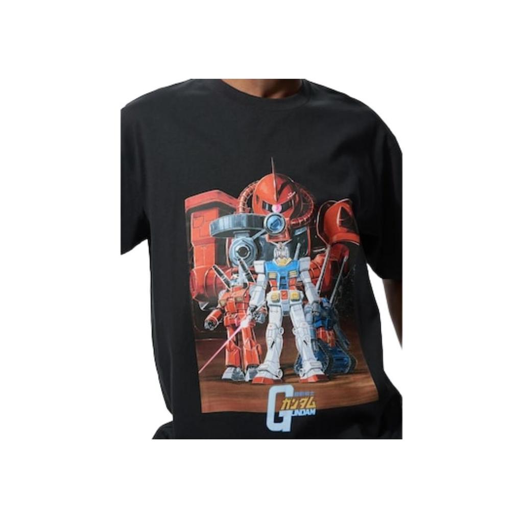 Uniqlo X Mobile Suit Gundam 45th Anniversary Collaboration SS25 Round Neck Graphic Letter Print Casual Short Sleeve T-Shirt Unisex T-Shirt 480143-09