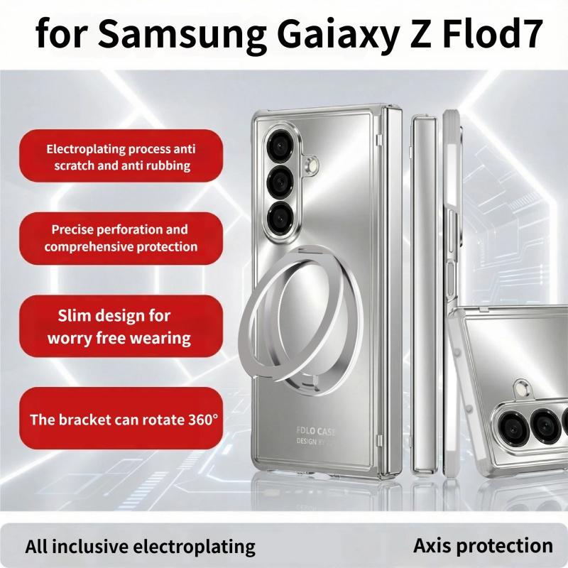 For Samsung Galaxy Z Fold 7 Fold7 Case Luxury Magsafe Ring Stand Magnetic Protective Back Cover Case For Z Fold 7 Sleeve