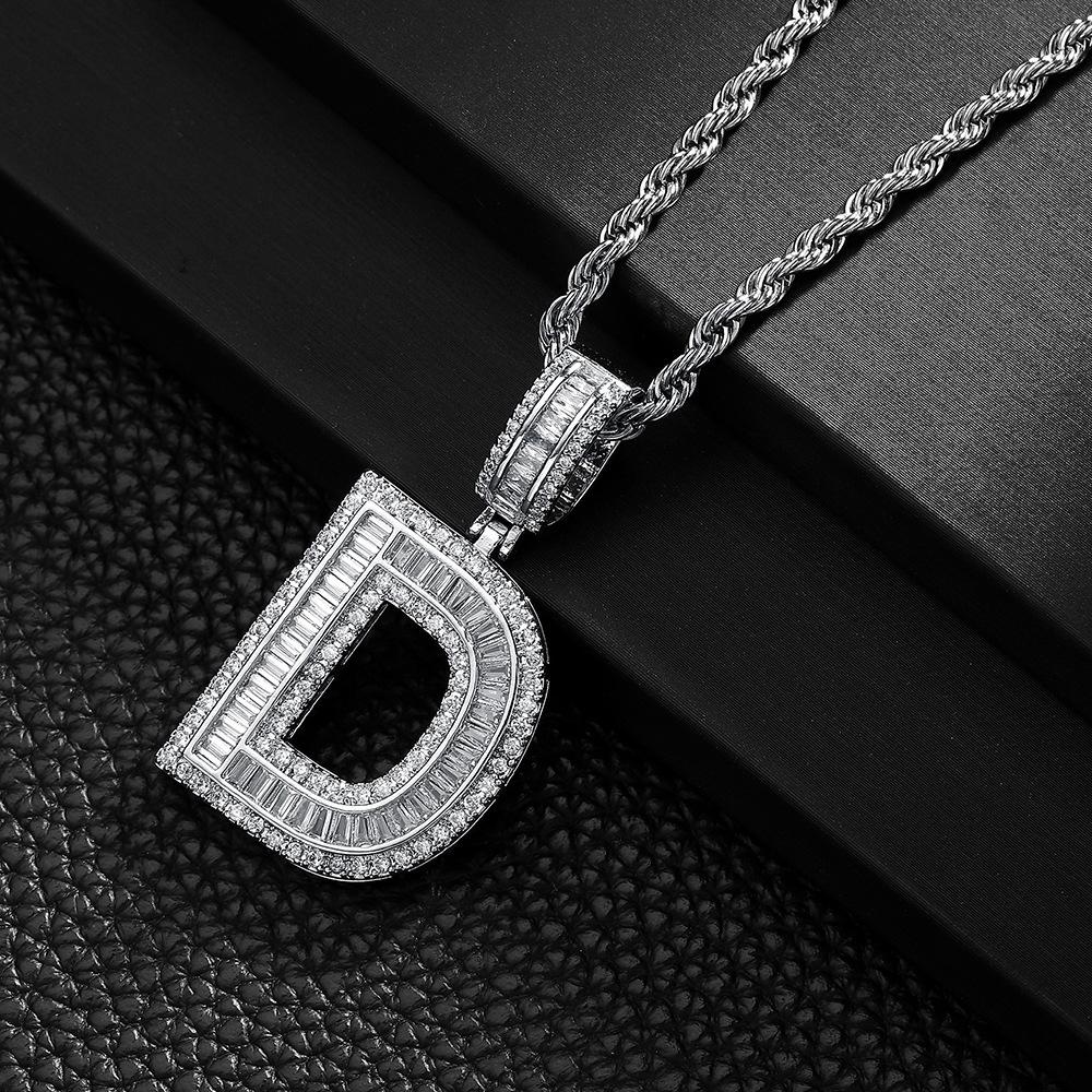 Letter Pendant Copper Inlaid Zircon Necklace Personalized Niche Design Men'S And Women'S Pendant Necklace