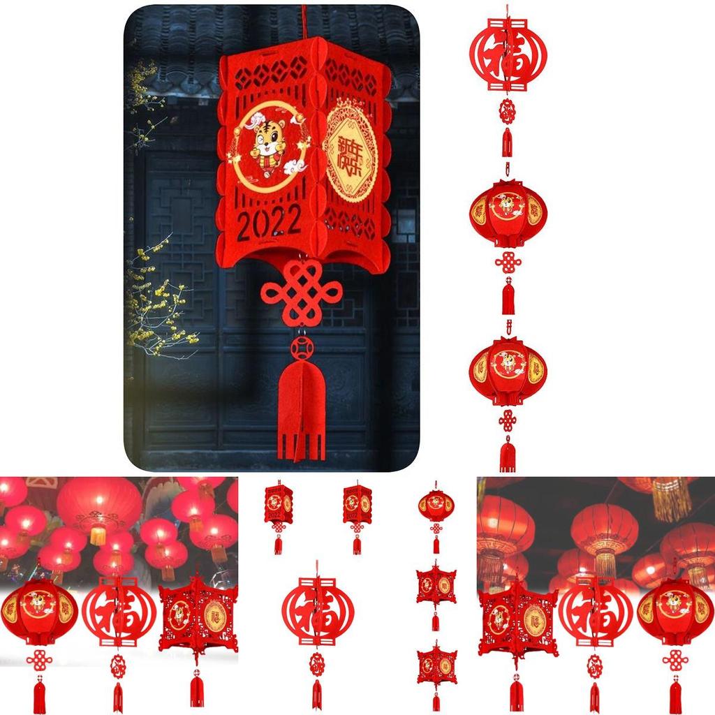 Spring Festival Felt Lanterns New Year Fu Character Blessing Pendant Decoration