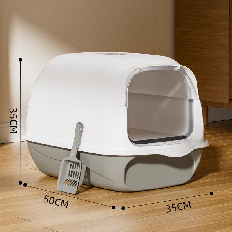 Caja de Arena para Gatos Extra Grande a Prueba de Olores Cerrada con Bandeja Anti-Salpicaduras Removible