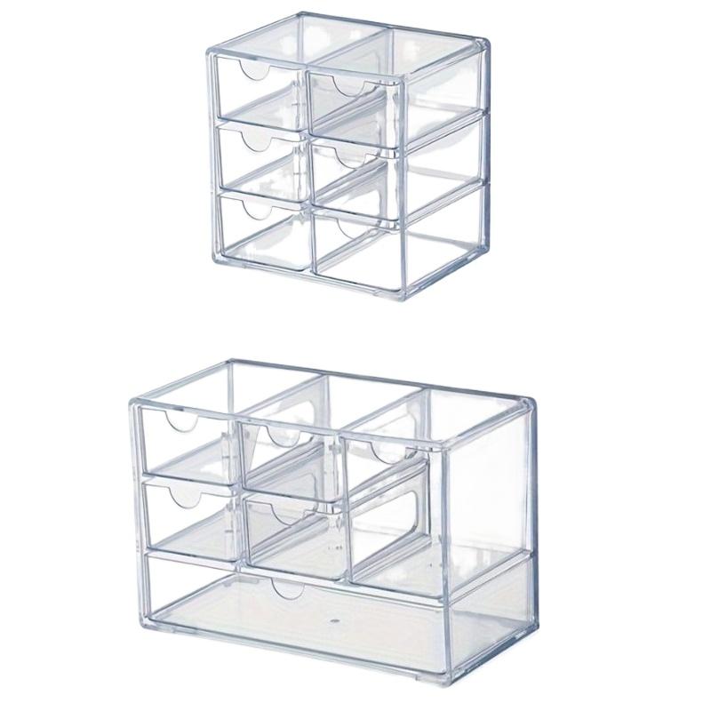 1/2pc Transparent Acrylic Storage Box 6-Grid Drawer Cosmetic Storage Rack Lipstick Storage Display Cabinet Jewelry Organizer Box