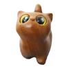 Mini Cat Figurine Hand-carved Wooden Cat Statue Collectible Polished Miniature