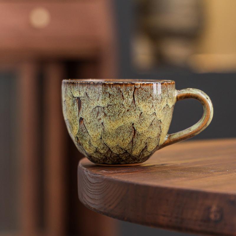 Kiln Change Retro Ceramic Coffee Cup American Latte Latte Flower Cup Breakfast Milk Cup Creative Mug