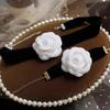 Elegant Camellia Choker Necklace Bracelet White Flower Collar Necklace Vintage Velvet Choker Bracelet Fashion Jewelry