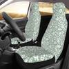 Floral Auto Seat Covers Cute Leaf Front Seat Protector Fit for Cars Sedan SUV Van Set of 2 Pcs, Sage Green Cloth Automotive Vehicle Seat Covers for