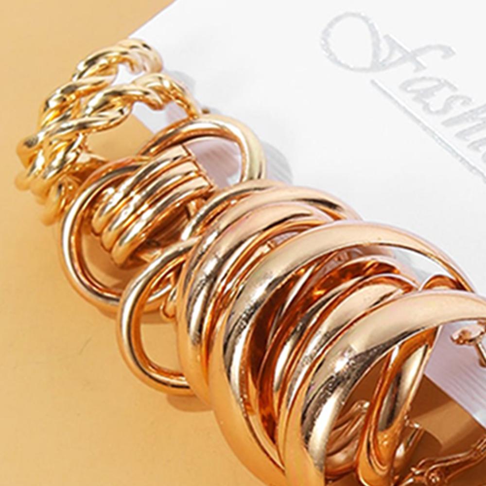 10 Piece Set European American Metal Earrings Round Ring Earrings Exquisite Temperament Earrings Fashionable Earring Set