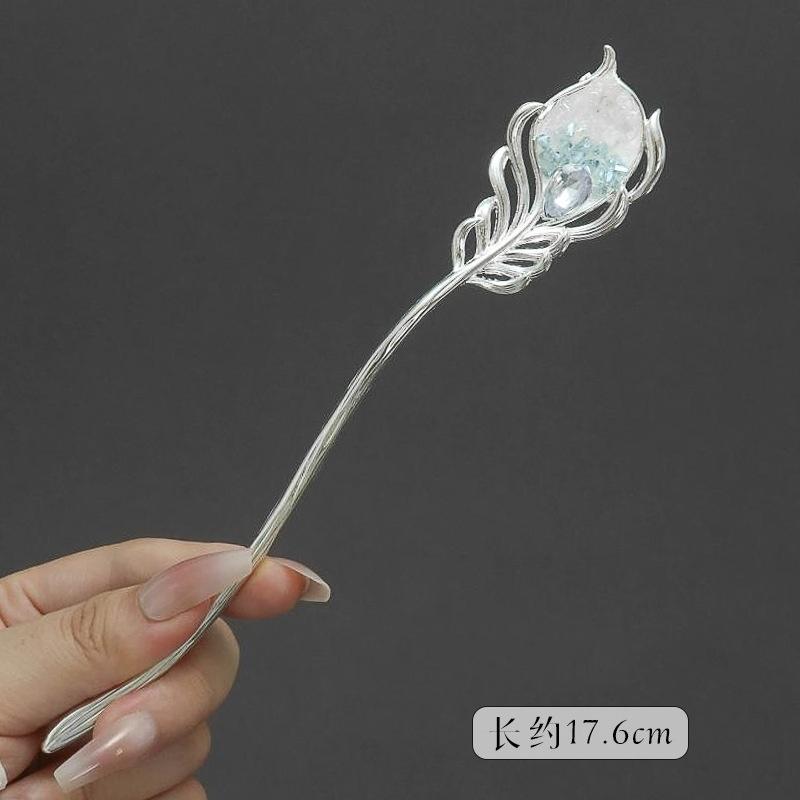 New Glitter Broken Crystal Hairpin For Women Neo-chinese Style Butterfly Peacock Feather Bowknot Hair Stick Girls Hair Accessory