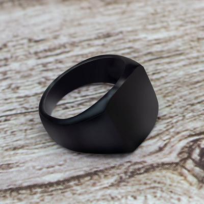 Fashion Simple Black Square Ring Classic Ring for Men