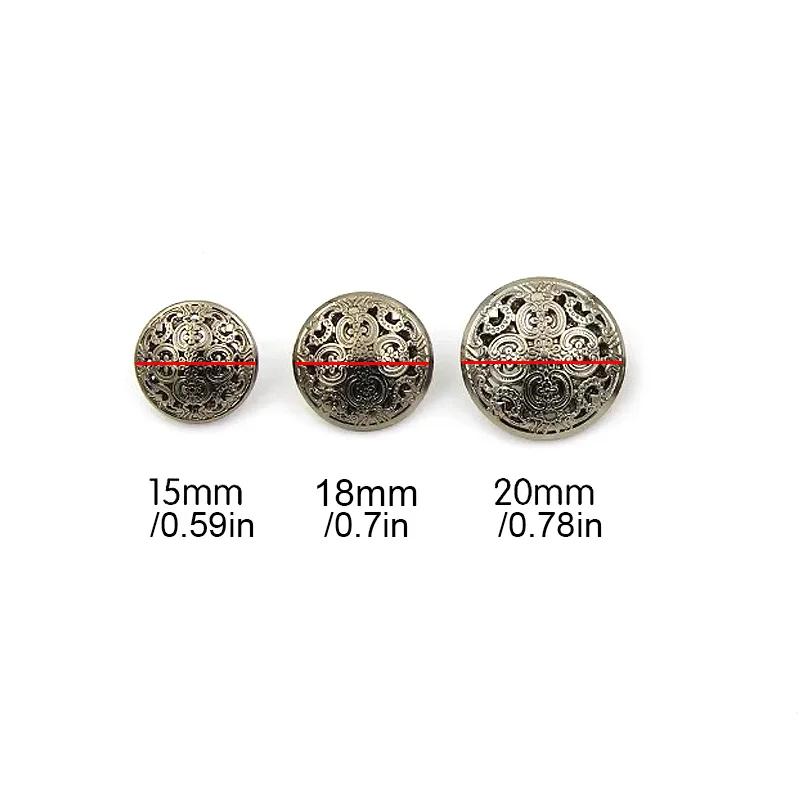 10Pcs/Lot Metal Round Vintage Flower Pattern Buttons For Clothing Sewing Knitting DIY Decorative Garment Coat Buttons Making