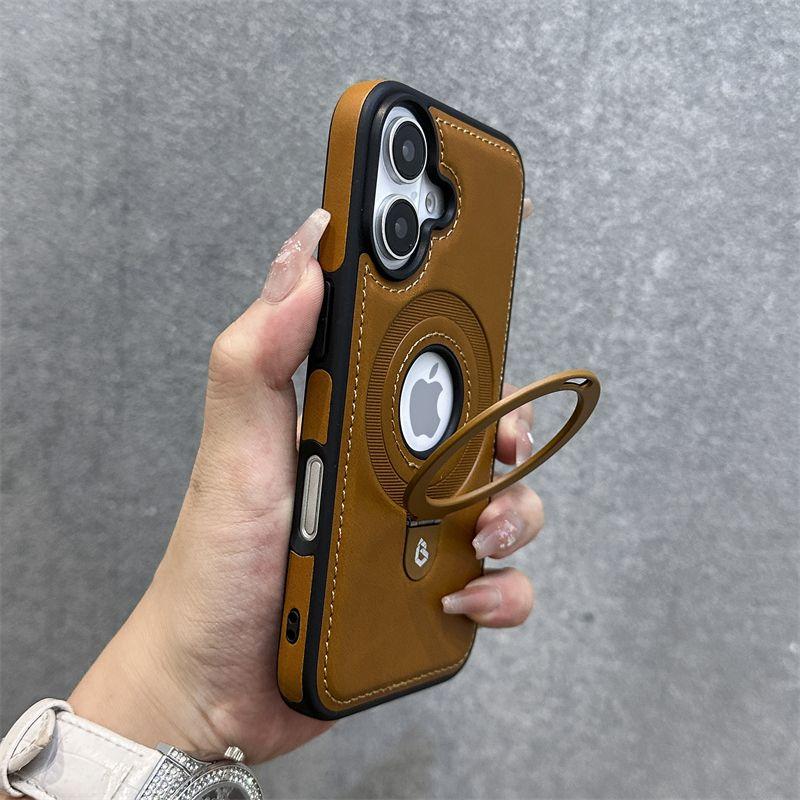 Dotyczy etui na telefon komórkowy Apple 16, Nowy skórzany niewidoczny magnetyczny uchwyt ssący iPhone 15/14/13 12 Odporny na upadki Biznesowy