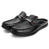 Men's Genuine Leather Mule Shoes Casual Slip-On Loafers for Men Comfortable Outdoor Walking Shoes Non-Slip Mens Slip On Flats