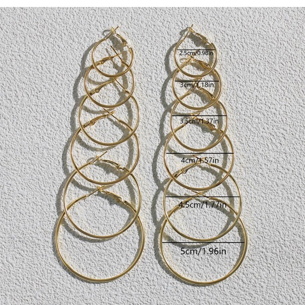 6 Pairs/Set Of Versatile Smooth C-Ring Earrings, With Different Sizes Of Ear Ring Combinations, Simple And Stylish Slimming Earrings