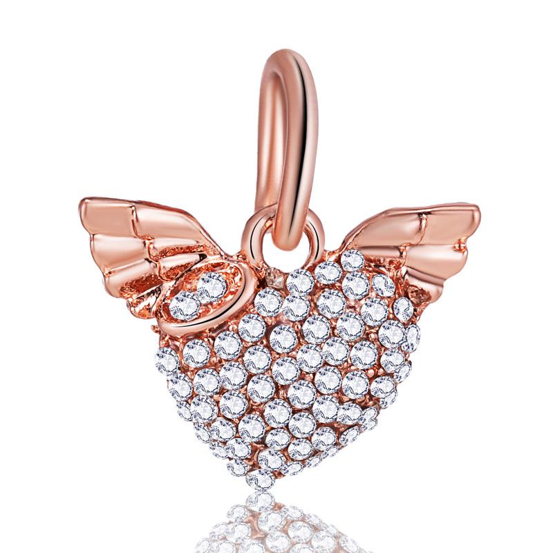 Luxury Rose Gold Plated Crystal Flower Animal Love Heart Charms Beads Fit Original Bracelet DIY Pendants for Jewelry Making